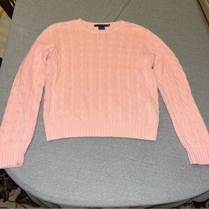 Vintage Ralph Lauren baby pink cable knit sweater